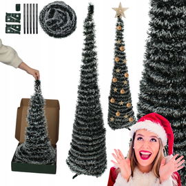 Choinka SKŁADANA sztuczna POP UP drzewko ZE STOJAKIEM 150cm 1,5m OŚNIEŻONA