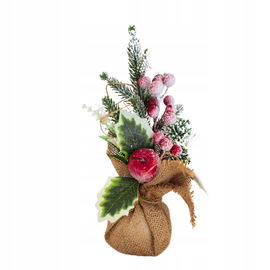 Choinka STROIK świąteczny DRZEWKO w worku jutowym DEKORACJA a biurko 30 cm