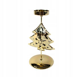 Świecznik świąteczny wysoki CHOINKA tealight ZŁOTY metalowy dekoracja