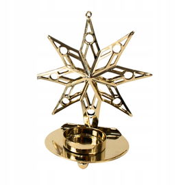 Świecznik glamour świąteczny GWIAZDA gwiazdka retro tealight ZŁOTY metalowy