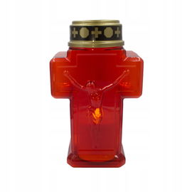 Znicz na baterie elektryczny LED KRZYŻ czerwony 20cm DUŻY + GRATIS wkład