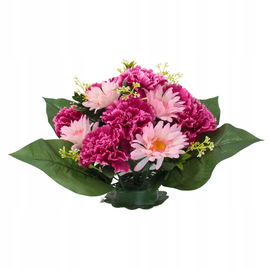 Sztuczne kwiaty na cmentarz KOMPOZYCJA na grób WIĄZANKA goździki gerbery