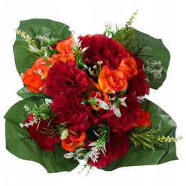 Sztuczne kwiaty na pomnik KOMPOZYCJA na grób WIĄZANKA goździki róże ŁADNE