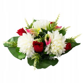 Sztuczne kwiaty na cmentarz KOMPOZYCJE na grób WIĄZANKA CHRYZANTEMY białe