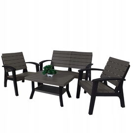Zestaw mebli OGRODOWYCH tworzywo sztuczne X004 komplet tarasowy wood efekt