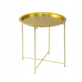 Stolik kawowy okrągły SALON BALKON taras z tacą złoty metalowy TAB160GO