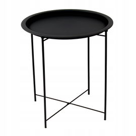 Stolik kawowy okrągły SALON BALKON taras z tacą czarny metalowy TAB160B
