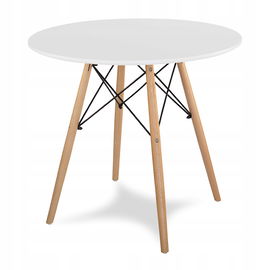 Stół okrągły biały, klasyczny,salon 80 cm S301