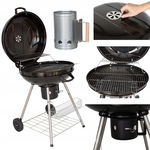 Grill węglowy okragły z POKRYWĄ+ rozpalacz GW0201