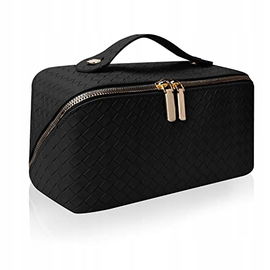 KOSMETYCZKA TURYSTUCZNA DAMSKA CZARNA ELGEANCKA DUŻA POJEMNOŚĆ W363