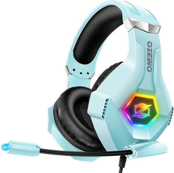 SŁUCHAWKI OZEINO ZW1 NAUSZNE PRZEWODOWE PODŚWIETLANE  SKY BLUE W617