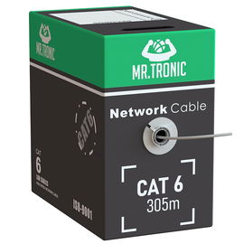 KABEL ETHERNET MR. TRONIC CAT6 305M UTP AWG24 CCA SZARY INSTALACYJNY w669