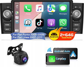 Radio samochodowe Fiat Punto Linea 2005-2011 Carplay Android+kamera cofania W569