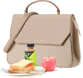 TORBA ŚNIADANIÓWKA VEGAN LEATHER, DAMSKA, IZOLOWANA, ELEGANCKA DO PRACY W702
