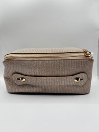 KOSMETYCZKA DAMSKA BROKATOWA KUFEREK RÓŻOWE ZŁOTO W696