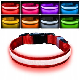 OBROŻA ŚWIECĄCA DLA PSA L CZERWONA ŁADOWANA USB MOCNA 50-60CM CZERWONA