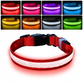 OBROŻA ŚWIECĄCA DLA PSA L CZERWONA ŁADOWANA USB MOCNA 50-60CM CZERWONA