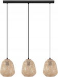 Lampa wisząca 3 punktowa lampa wisząca w stylu vintage z koszem plecionym