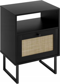 SZAFKA NOCNA CZARNA 2 SZT. 40x 48 x 64 cm RATANOWA NOWOCZESNA