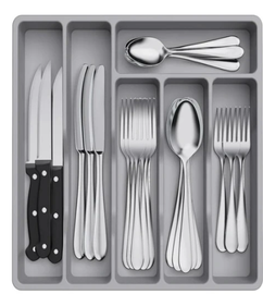 ORGANIZER DO SZUFLADY NA SZTUĆCE 32x20 CM PRZEGRÓDKI SZARY W334