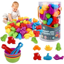 Sorter Nauka Kolorów Liczenia Montessori Pojazdy Figurki do Chwytania Tuba