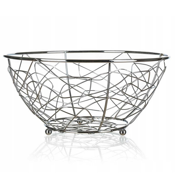 KOSZYK STALOWY SREBRNY NA OWOCE 23cm BANQUET VANITY