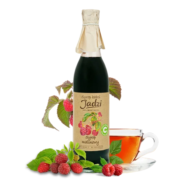 Suplement diety z witaminą C Syrop malinowy 420 ml. Babcia Jadzia