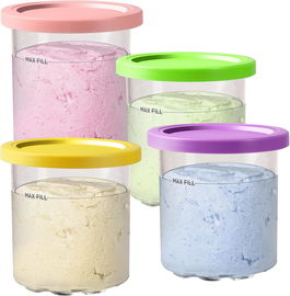 BYKITCHEN Pojemniki do lodów 4 szt.do Ninja Creami NC300EU kolorowe