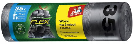 WORKI NA ŚMIECI JAN NIEZBĘDNY MEGA MOCNE TŁOCZENIA FLEX & STRONG 35L 15SZT.