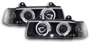 BMW E36 SEDAN LAMPY SOCZEWKOWE ANGEL EYES BLACK