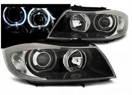 LAMPY Reflektory Do BMW E90 E91 Od 2005 Do 2011 BIAŁE Ringi LED H7 DEPO