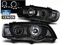 LAMPY RELEKTORY DO BMW X5 E53 OD 1999 Do 2003 XENON D2S RINGI CCFL BLACK