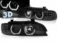 REFLEKTORY LAMPY DO BMW E39 OD 1995 DO 2003 BLACK LED RINGI 3D