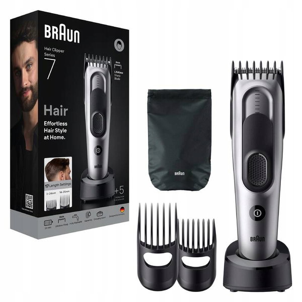 Maszynka do Włosów Braun HC7590 Series 7 Trymer 17 Długości Zmywalna