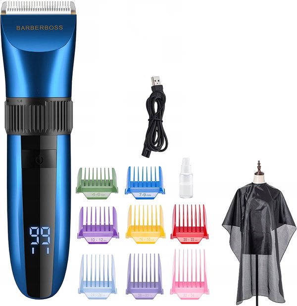 Maszynka Trymer BarberBoss QR-2082 Ceramika 8 Nakładek Wodoodporna LED