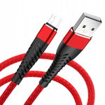 MOCNY KABEL USB-A USB-C 1M NYLONOWY OPLOT WZMACNIANY PRZEWÓD CZERWONY