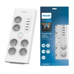 PHILIPS LISTWA ZASILAJĄCA PRZEDŁUŻACZ 6 GNIAZD + 5 PORTÓW USB 20W USB-C 15W