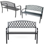 ŁAWKA OGRODOWA BALKONOWA CZARNA 2-OSOBOWA 127x60x86 220 KG METAL + ŻELIWO