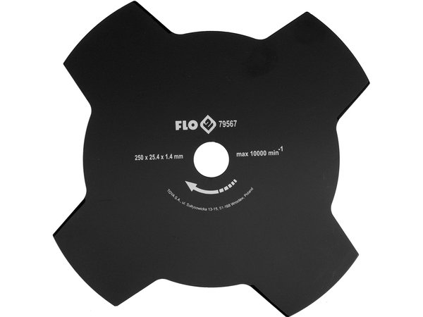 TARCZA TNĄCA DO KOSY SPALINOWEJ 250x25,4 MM 4 ZĘBNA FLO 79567 STAL WĘGLOWA