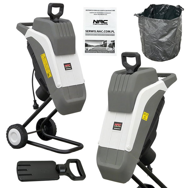 ROZDRABNIACZ DO GAŁĘZI NAC SHE 250B-BAG-LD2 2500 W NOŻOWY + WOREK NA ODPADY