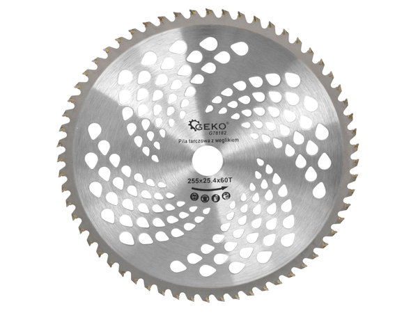 TARCZA TNĄCA DO KOSY SPALINOWEJ 255x25,4 MM 60 ZĘBÓW TNĄCYCH G78182 WIDIOWA