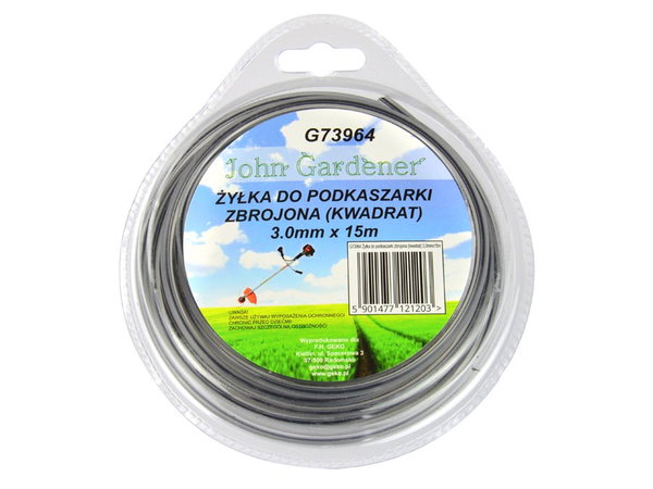 ŻYŁKA TNĄCA DO KOS I PODKASZAREK 3 MM 15 MB JG G73964 KWADRAT ZBROJONA