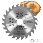 PIŁA TARCZA WIDIOWA DO CIĘCIA DREWNA 125x22,2 24 ZĘBY VERKE V44005 + REDUKCJE