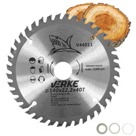 PIŁA TARCZA WIDIOWA DO CIĘCIA DREWNA 140x22,2 40 ZĘBÓW VERKE V44011 + REDUKCJE