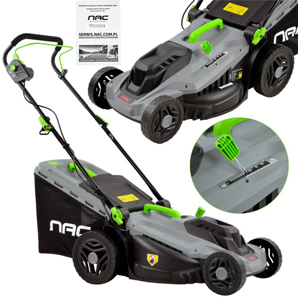 KOSIARKA ELEKTRYCZNA NAC LE18-E-43-PB-C 1800 W SZEROKOŚĆ 43 CM KOSZ 52 L.