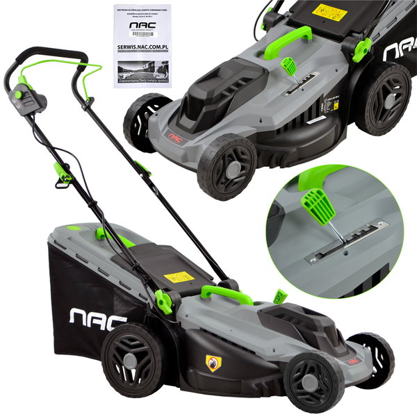 KOSIARKA ELEKTRYCZNA NAC LE16-E-38-PB-C 1600 W SZEROKOŚĆ 38 CM KOSZ 42 L.