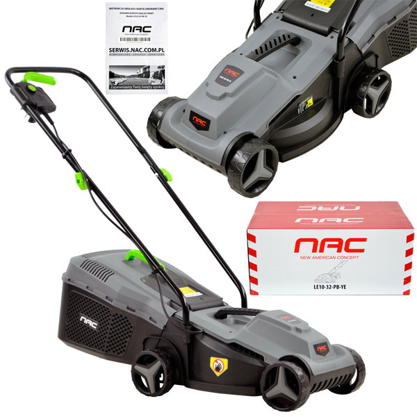 KOSIARKA ELEKTRYCZNA NAC LE10-32-PB-YE MOC 1000 W SZEROKOŚĆ 32 CM LEKKA