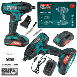 ZAKRĘTARKA UDAROWA AKUMULATOROWA NAC 20 V AKUMULTISYSTEM 20 V 2 Ah 250 NM