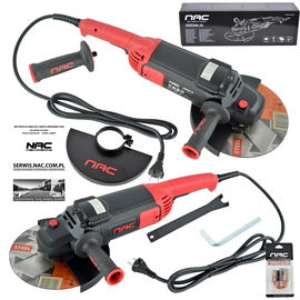 SZLIFIERKA KĄTOWA NAC POTĘŻNA MOC 3000 W TARCZA 230 MM ŁAGODNY ROZRUCH