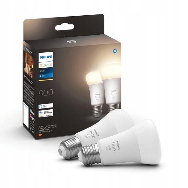 Żarówki inteligentne LED PHILIPS hue E27 A60 806 lm 9 W 2700 K 2 szt.